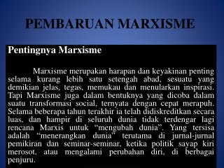 PEMBARUAN MARXISME