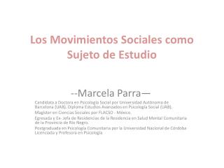 Los Movimientos Sociales como Sujeto de Estudio