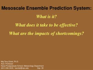 Mesoscale Ensemble Prediction System: What is it? What does it take to be effective?