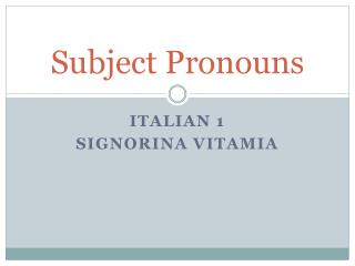 Subject Pronouns