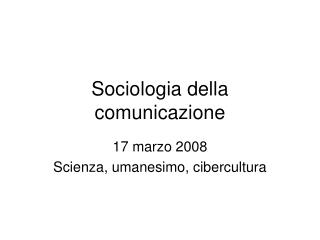 Sociologia della comunicazione