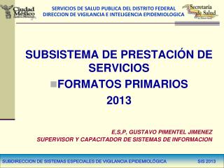SUBSISTEMA DE PRESTACIÓN DE SERVICIOS FORMATOS PRIMARIOS 2013