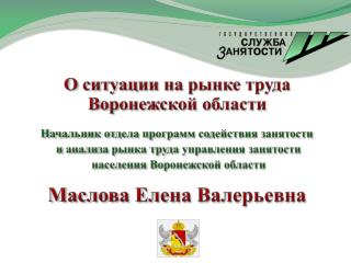 О ситуации на рынке труда Воронежской области Начальник отдела программ содействия занятости