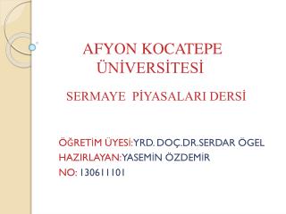 AFYON KOCATEPE ÜNİVERSİTESİ SERMAYE PİYASALARI DERSİ