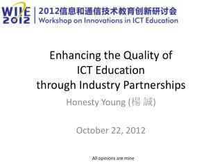 Enhancing the Quality of ICT Education through Industry Partnerships