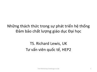 Những thách thức trong sự phát triển hệ thống Đảm bảo chất lượng giáo dục Đại học