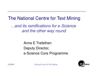 The National Centre for Text Mining