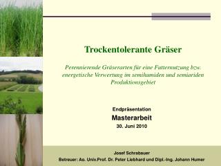 Josef Schrabauer Betreuer: Ao. Univ.Prof. Dr. Peter Liebhard und Dipl.-Ing. Johann Humer