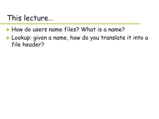 This lecture…