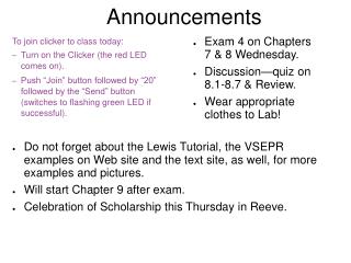 Announcements