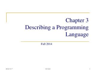 Chapter 3 Describing a Programming Language