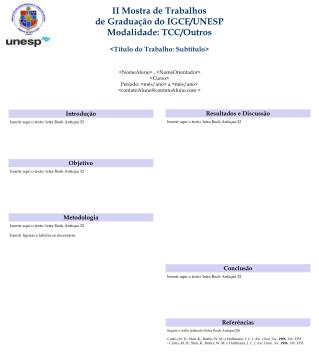II Mostra de Trabalhos de Graduação do IGCE/UNESP Modalidade: TCC/Outros