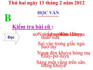 Thứ hai ngày 13 tháng 2 năm 2012