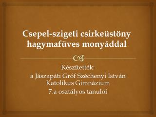 Csepel-szigeti csirkeüstöny hagymafüves monyáddal