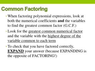 Common Factoring