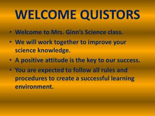 WELCOME QUISTORS