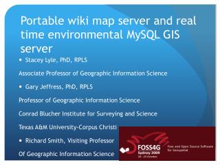Portable wiki map server and real time environmental MySQL GIS server