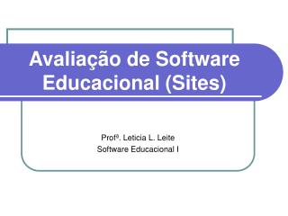 Avaliação de Software Educacional (Sites)