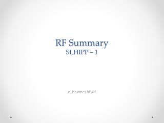 RF Summary SLHIPP – 1