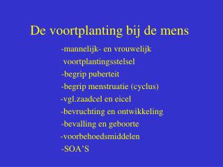 De voortplanting bij de mens