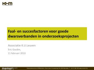 Faal- en succesfactoren voor goede dwarsverbanden in onderzoeksprojecten