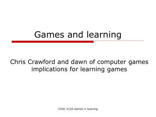 Games and learning