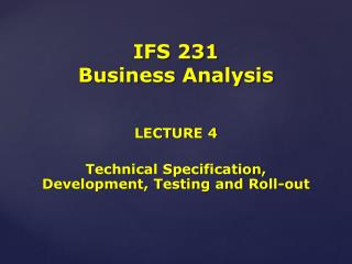 IFS 231 Business Analysis