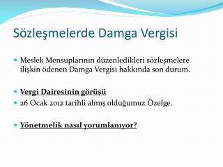 Sözleşmelerde Damga Vergisi