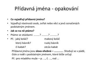 Přídavná jména - opakování