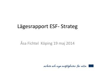 Lägesrapport ESF- Strateg