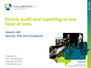 Oracle audit and reporting in one hour or less .