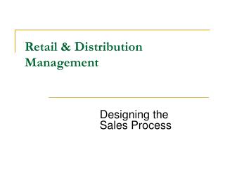 Retail &amp; Distribution Management