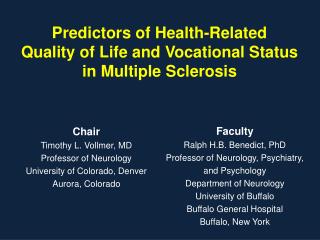 Predictors of Health- Related Quality of Life and Vocational Status in Multiple Sclerosis