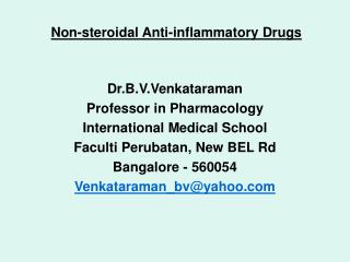 Non-steroidal Anti-inflammatory Drugs