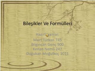 Bileşikler Ve Formülleri