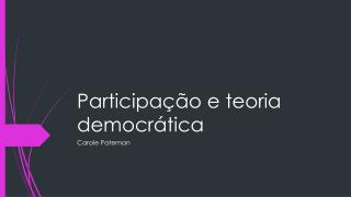 Participação e teoria democrática