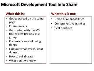 Microsoft Development Tool Info Share