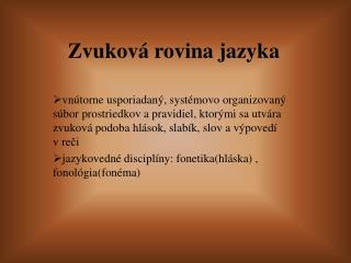 Zvuková rovina jazyka