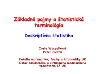 Základné pojmy a štatistická terminológia
