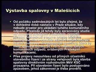 Výstavba spalovny v Malešicích