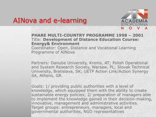 AINova and e-learning