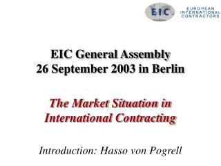 EIC General Assembly 26 September 2003 in Berlin