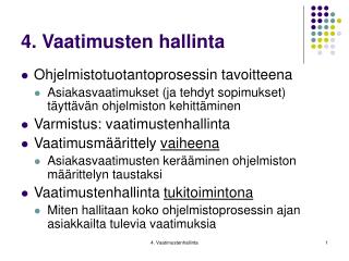 4. Vaatimusten hallinta