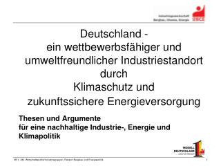 Thesen und Argumente für eine nachhaltige Industrie-, Energie und Klimapolitik