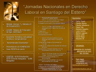 “Jornadas Nacionales en Derecho Laboral en Santiago del Estero ”