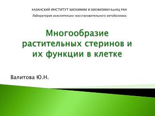 Многообразие растительных стеринов и их функции в клетке