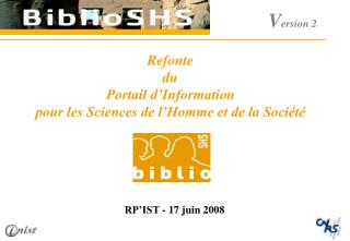 Refonte du Portail d’Information pour les Sciences de l’Homme et de la Société