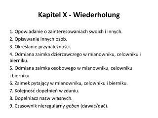 Kapitel X - Wiederholung