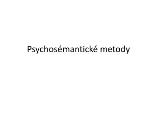 Psychosémantické metody