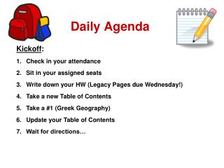 Daily Agenda